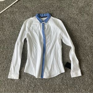 NWT Zara Basics Structured Button Up with Blue Accents